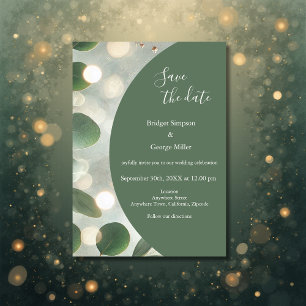 Convites luxúria Sage Green Eucalyptus segura a data Casame