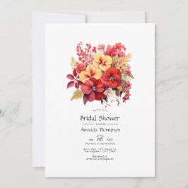 Convites Luxuriante Chuva de Noiva Floral Vermelha