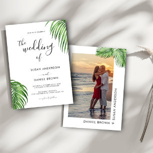 Convites Luxurioso Tropical Watercolor Palm Deixa Casamento