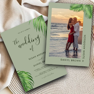 Convites Luxurioso Tropical Watercolor Palm Deixa Casamento