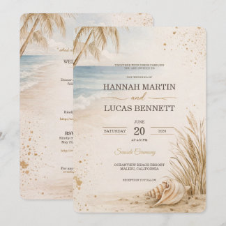 Convites Luxury Beach Wedding Invitation Template