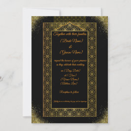 Convites Luxury Black and Gold Wedding Invitation | Elegant