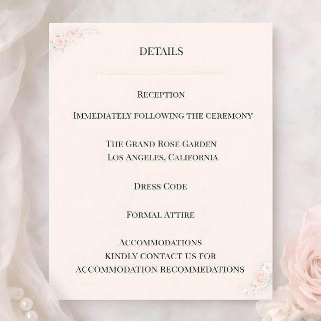 Convites Luxury Blush Floral Details Card (Criador carregado)
