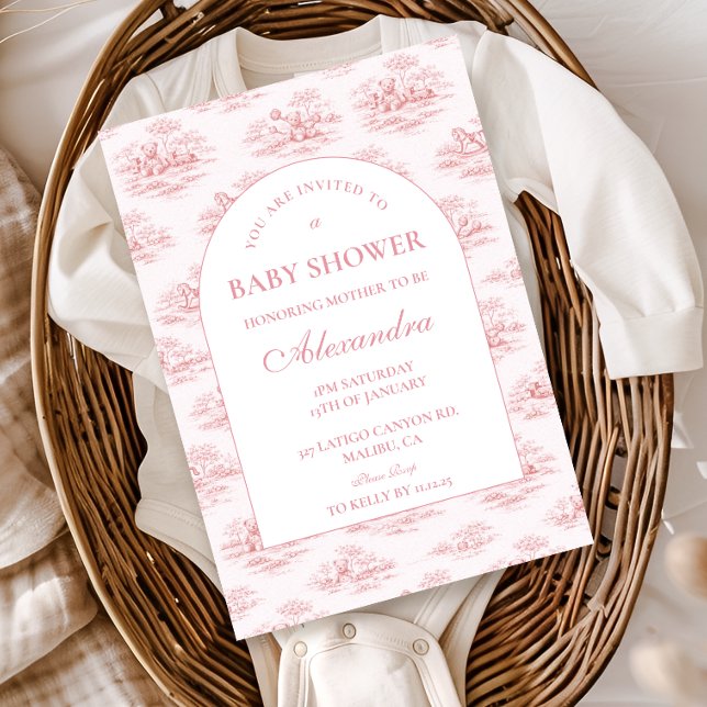 Convites Luxury Blush Toile Baby Shower (Criador carregado)