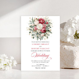 Convites Luxury Bohemian Red Blush Greenery Wedding Invites