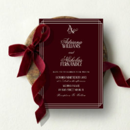 Convites Luxury Burgundy Monogram Wedding