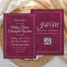 Luxury Burgundy Velvet White Monogram QR code