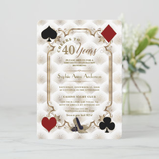 Convites Luxury Casino Gold Cheers To 40 Years Birthday