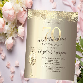 Convites Luxury Champagne Vidro Dourado Confetti 70 Anivers