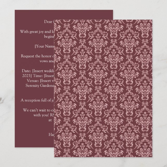 Convites Luxury Coordinated wedding Invitation  - Silk Vows (Frente/Verso)