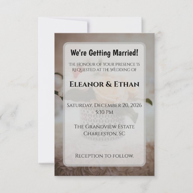 Convites Luxury Cream Rose Geometric Vase Elegant Wedding  (Frente)