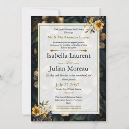 Convites Luxury Dark Floral Elegant Wedding Invitation