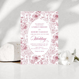 Convites Luxury Dusty Pink French Toile Wedding Invitation
