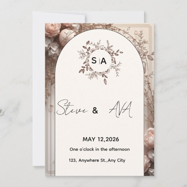 Convites Luxury Elegant Wedding Invitation | Royal & Timele (Frente)