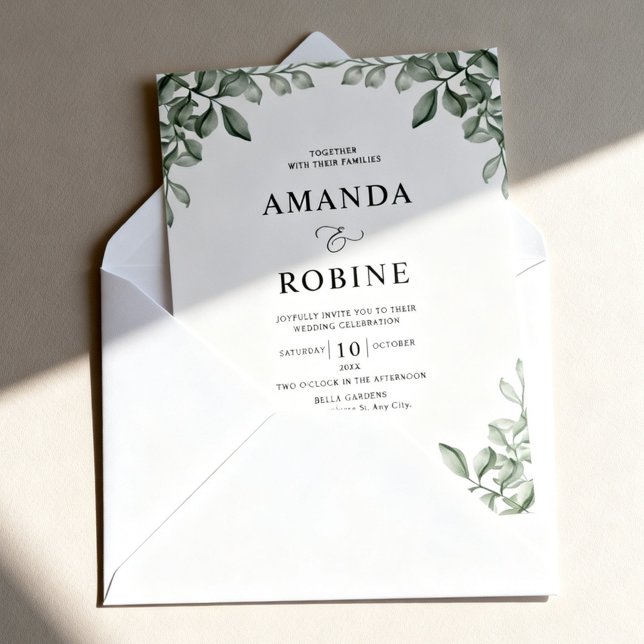Convites Luxury Eucalyptus Greenery Wedding Invitation (Criador carregado)