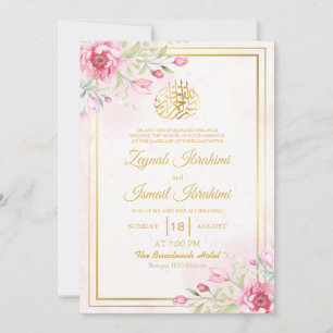 Convites Luxury Floral, Deixa Dourado Casamento Muçulmano I