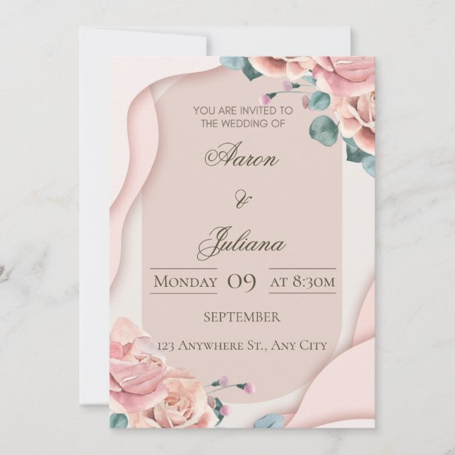 Convites Luxury Floral Wedding Invitation (Frente)