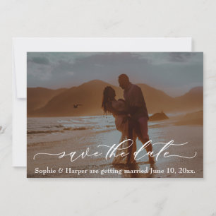 Convites Luxury Font Romantic Beach Foto para salvar a data