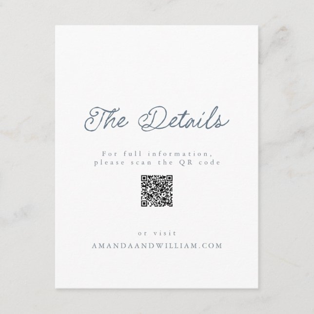 Convites Luxury French Wedding Details Card QR Code  (Frente)