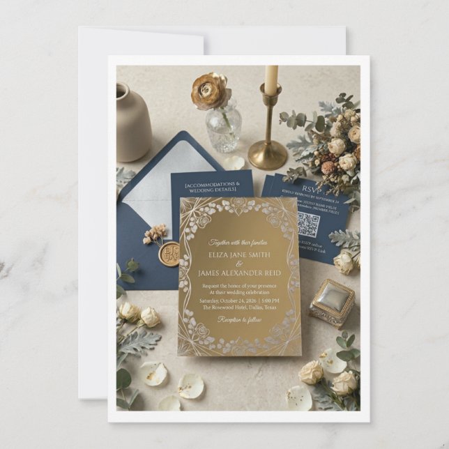 Convites Luxury Gold Acrylic Wedding Invitation Suite  (Frente)