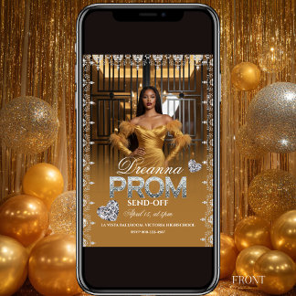 Convites Luxury Gold Elegant Prom Send-Off Invitation