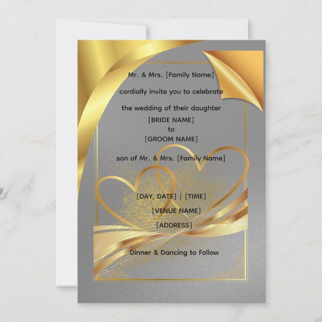Convites Luxury Gold Foil Style Wedding Invitation | Modern (Frente)