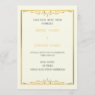 Convites Luxury Gold Frame Wedding Invitation 