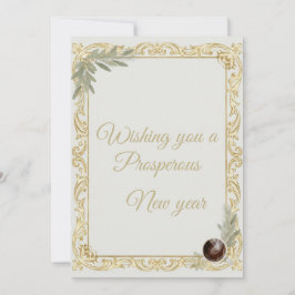 Convites Luxury Gold Leaf & Pine Elegant New Year Greeting 