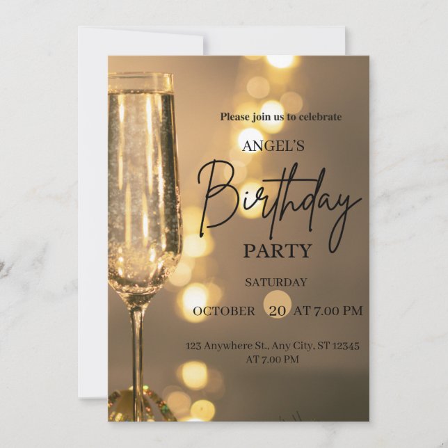 Convites Luxury Gold Lights Birthday Invitation (Frente)