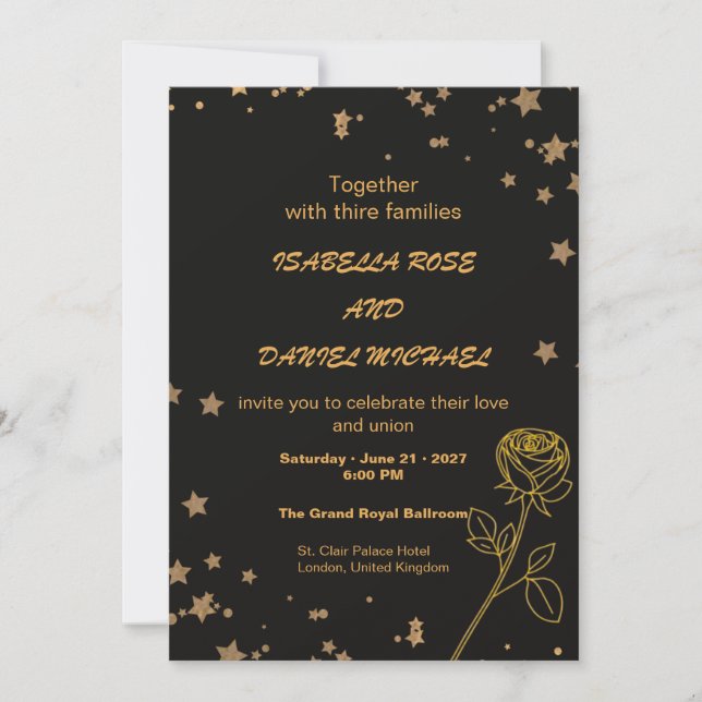 Convites Luxury Gold Save the Date Wedding Card (Frente)