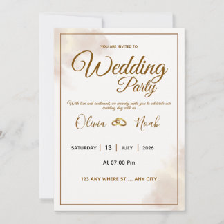 Convites Luxury Gold Script Wedding Invitation