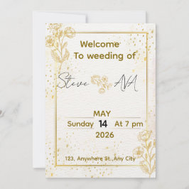 Convites Luxury Minimal Gold Wedding Invitation