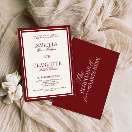 Convites Luxury Old Money Burgundy Timeless Wedding