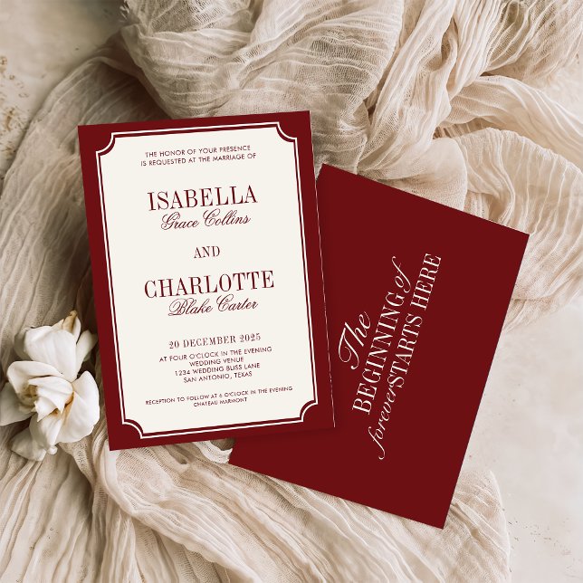 Convites Luxury Old Money Burgundy Timeless Wedding (Criador carregado)