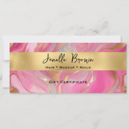 Convites Luxury Pink Marble and Gold Gift Certificate Card