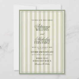 Convites Luxury Sage Green Striped Wedding