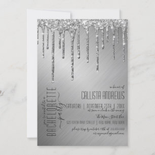 Convites Luxury Silver Glitter Glitter Bachelorette
