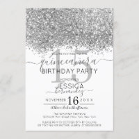 Luxury Silver White Glitter Confetti Quinceañera