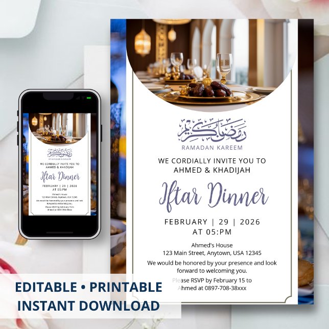 Convites Luxury Table Setting Ramadan Iftar Invitation (Criador carregado)