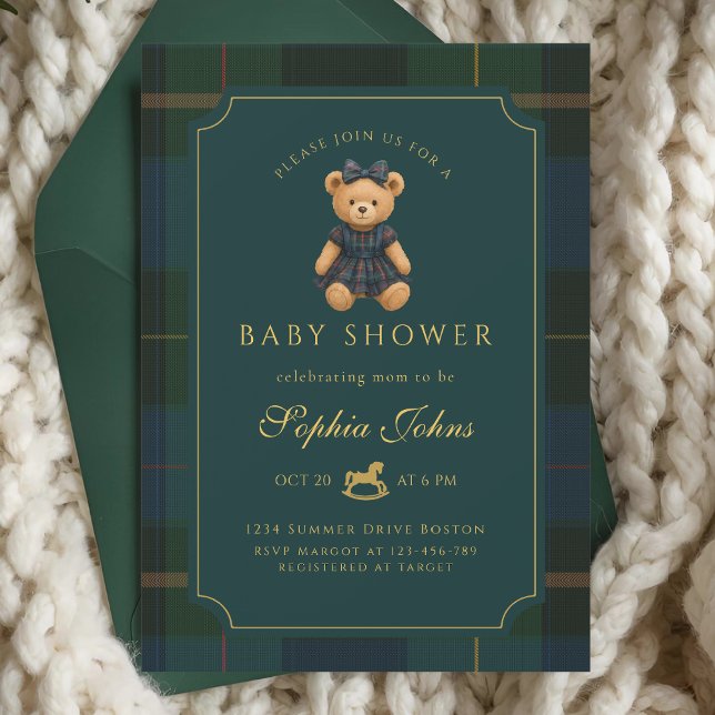 Convites Luxury Teddy Bear baby shower  (Criador carregado)