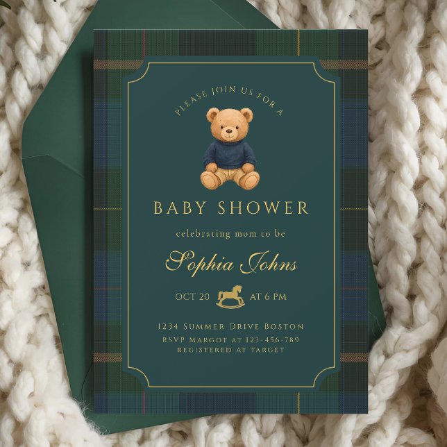 Convites Luxury Teddy Bear baby shower  (Criador carregado)