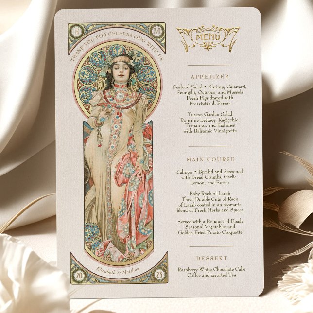 Convites Luxus Menu Weding Art Nouveau, de Mucha (Criador carregado)