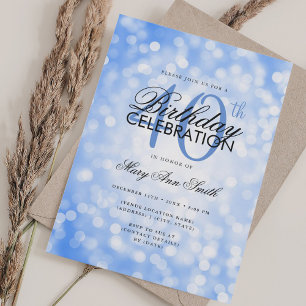 Convites Luz aniversário de 40 anos de Shimmer Azul Marinho