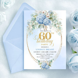 Convites Luz Bohemiana Atemporal Azul Floral Aniversário de