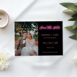 Convites Luz brilhante preta e cor-de-rosa Salve a data