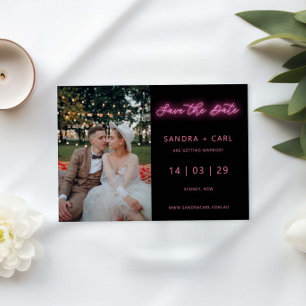 Convites Luz brilhante preta e cor-de-rosa Salve a data