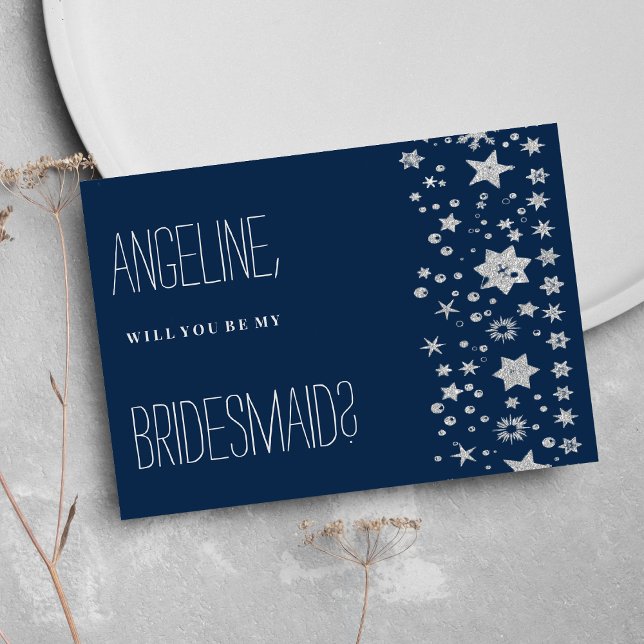 Convites Luz de fada de Natal Silver no inverno Bridesmaid (Silver Chirstmas fairy light winter Bridesmaid)