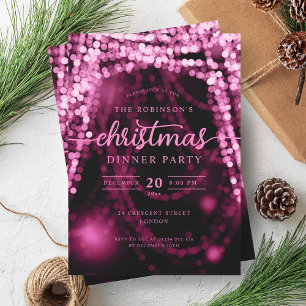Convites Luz de inverno rosa-quente e luxuosa Natal