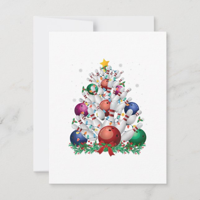 Convites luz engraçada de árvore de natal de boliche xmas e (Frente)