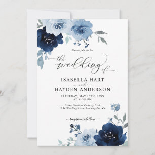Convites Luz Floral marinho Azul Dusty Tudo Em Um Casamento